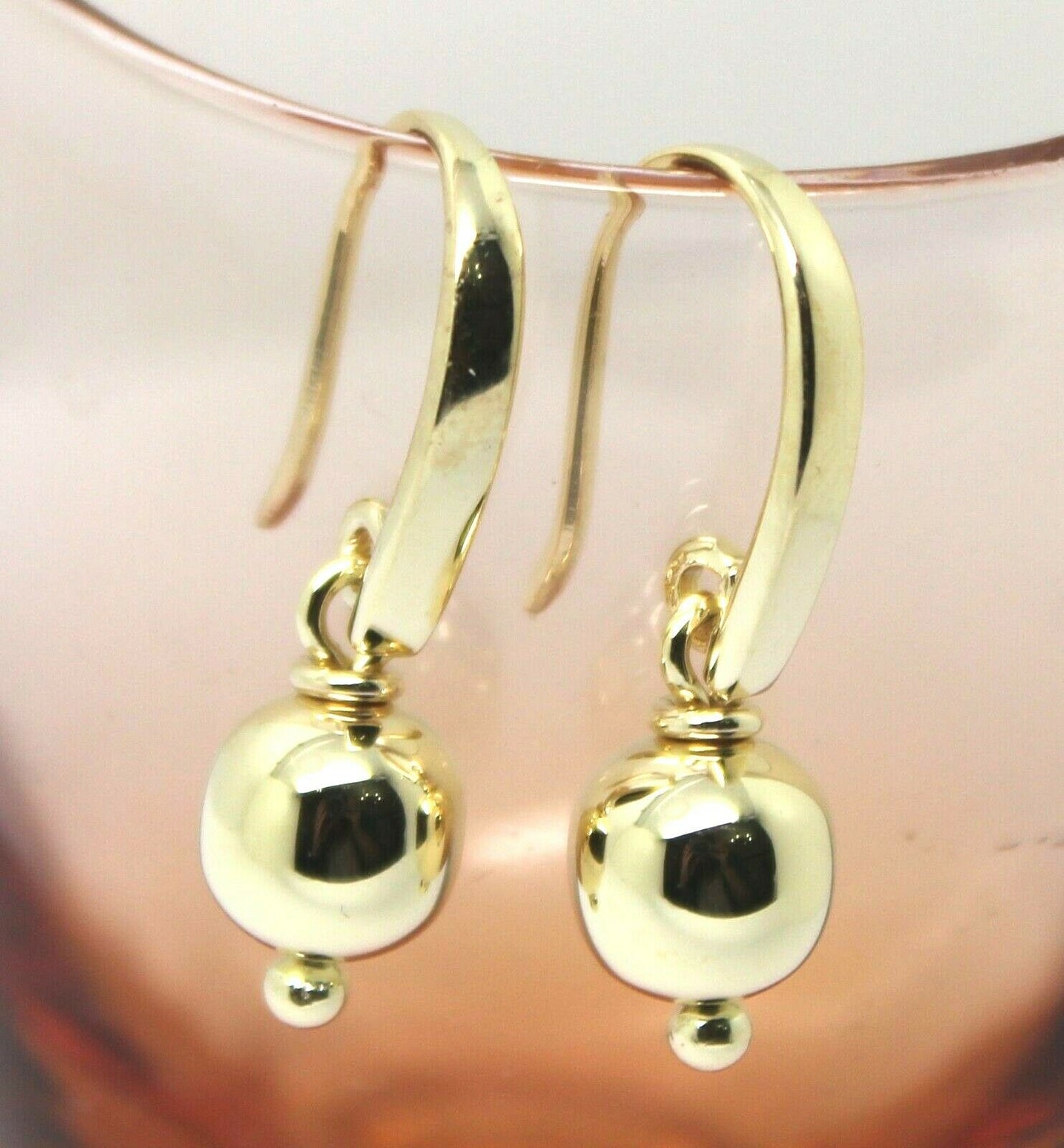 Kaedesigns New 9ct 9kt Yellow, Rose or White Gold 8mm Thick Hook Drop Ball Earrings