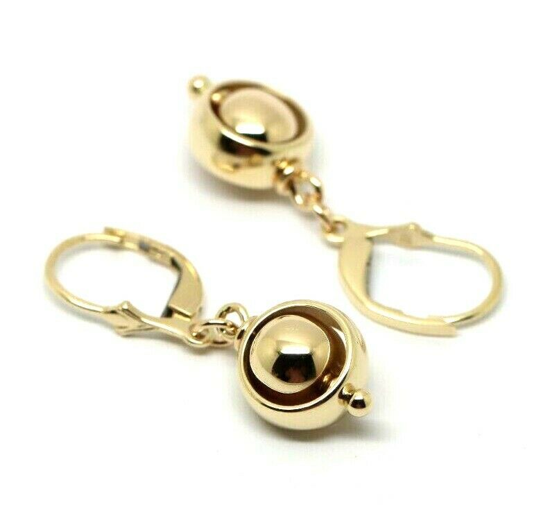 Genuine 9ct 9k Yellow, Rose or White Gold Spinning Belcher Ball Continental Hooks Drop Earrings