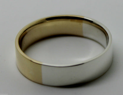 Genuine 9ct Yellow Gold & Sterling Silver 6mm Band Ring Size X