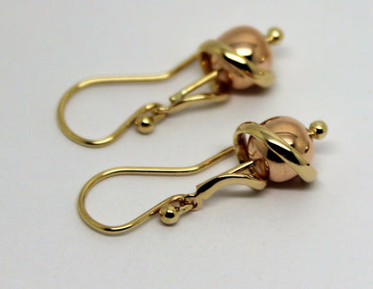 Kaedesigns New Genuine 9ct 9k Yellow & Rose Gold 8mm Swirl Ball Earrings