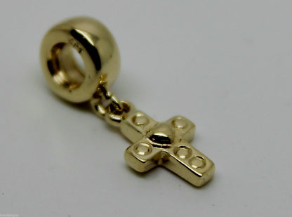 Genuine 9ct Yellow or Rose or White Gold or Silver Cross bead for charm bracelet