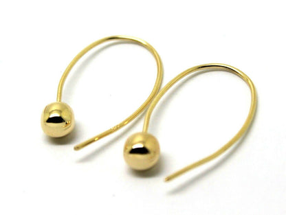 Genuine New Large Hooks 9ct Yellow, Rose or White Gold 6mm Euro Ball Drop Earrings