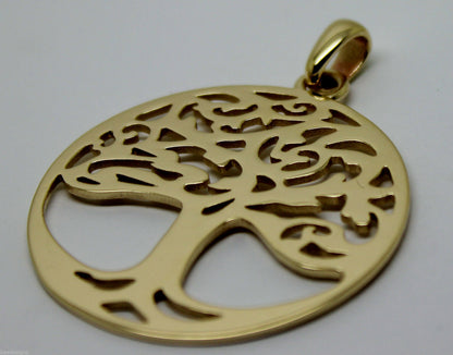 Heavy Solid 9ct Yellow Or Rose Or White Gold Large Tree Of Life Large Pendant