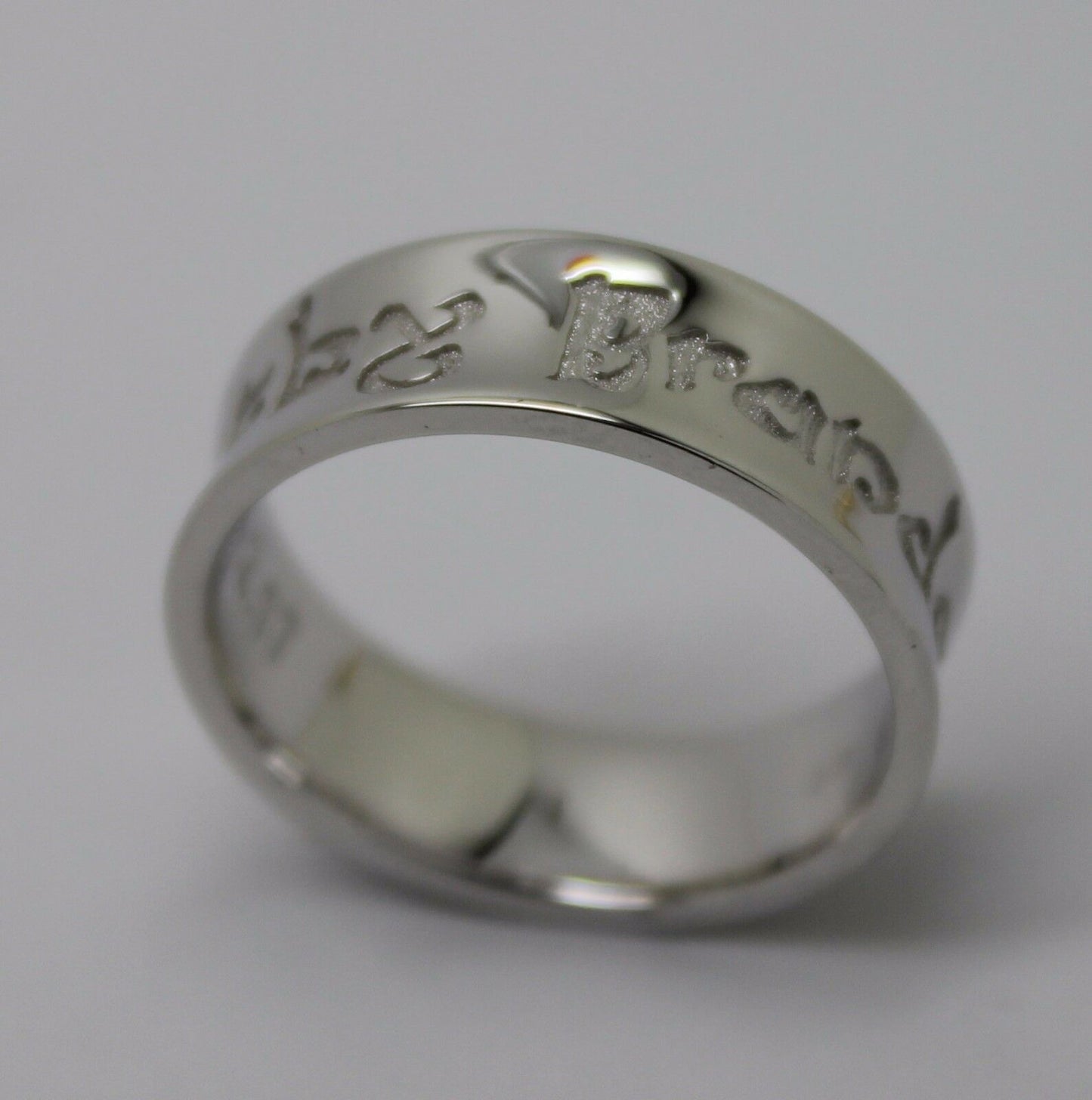 Custom Made Solid 9ct White Gold Engraved Ring With Your Own Message 7mm Wide