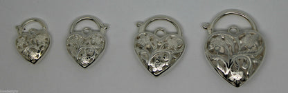 Sterling Silver 925 Filigree Heart Pendant Padlock 4 Sizes,14mm,15mm,18mm, 23mm