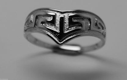 Genuine New Size Q Sterling Silver 925  Celtic Greek Key V Ring