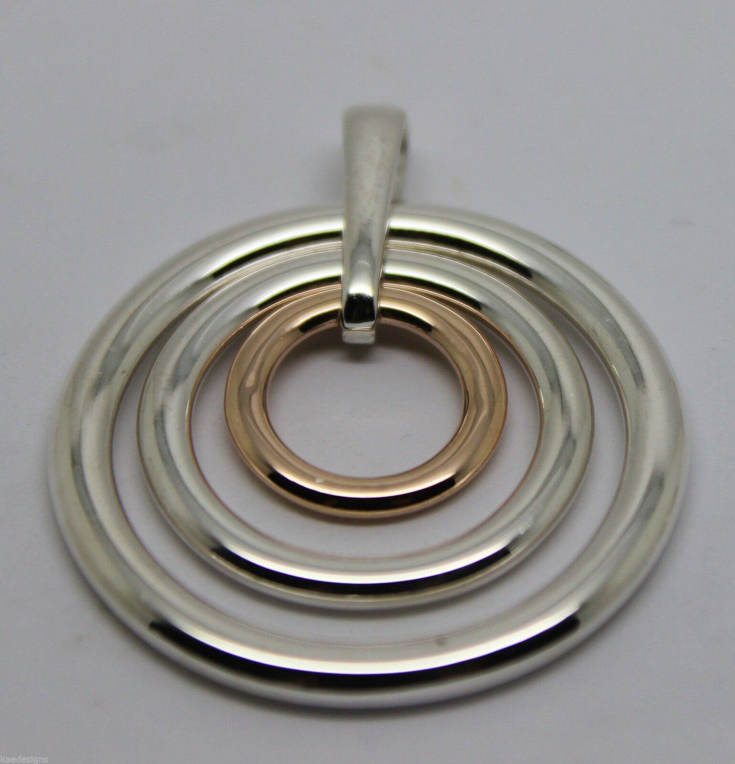 Genuine Sterling Silver 925 & 9ct Rose Gold 375 3 Circles Pendant