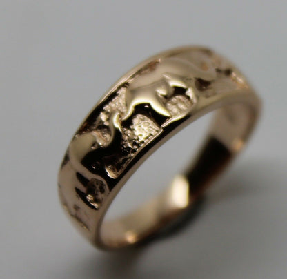 Size K Genuine New 9ct 9kt Full Solid Yellow, Rose or White Gold Lucky Elephant Ring 209