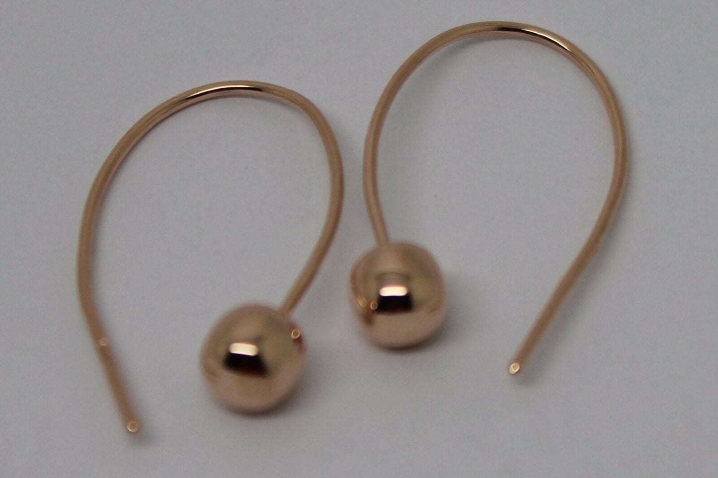 Genuine New Large Hooks 9ct Yellow, Rose or White Gold 6mm Euro Ball Drop Earrings