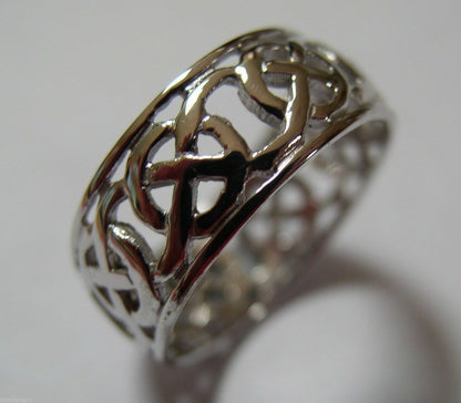 Genuine 9ct 9k Solid Yellow, Rose Or White Gold Large Celtic Ring In Your Size 223