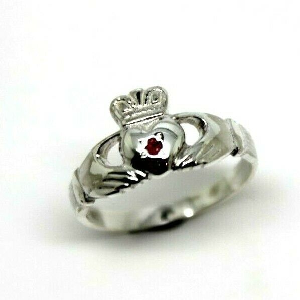 Kaedesigns New Sterling Silver 925 Ruby (Birthstone July) Claddagh Ring