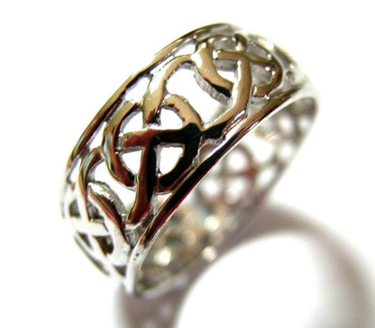 Genuine 9ct 9k Solid Yellow, Rose Or White Gold Large Celtic Ring In Your Size 223