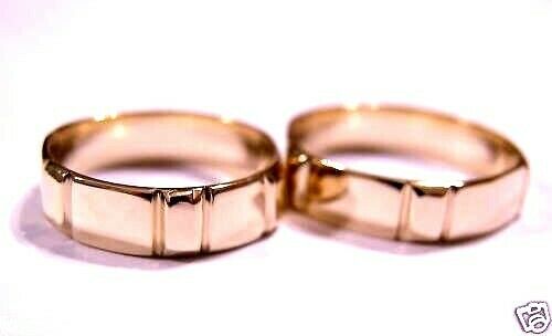 Genuine Solid His & Hers Solid 9ct 9K Rose Gold Wedding Bands Couple Rings