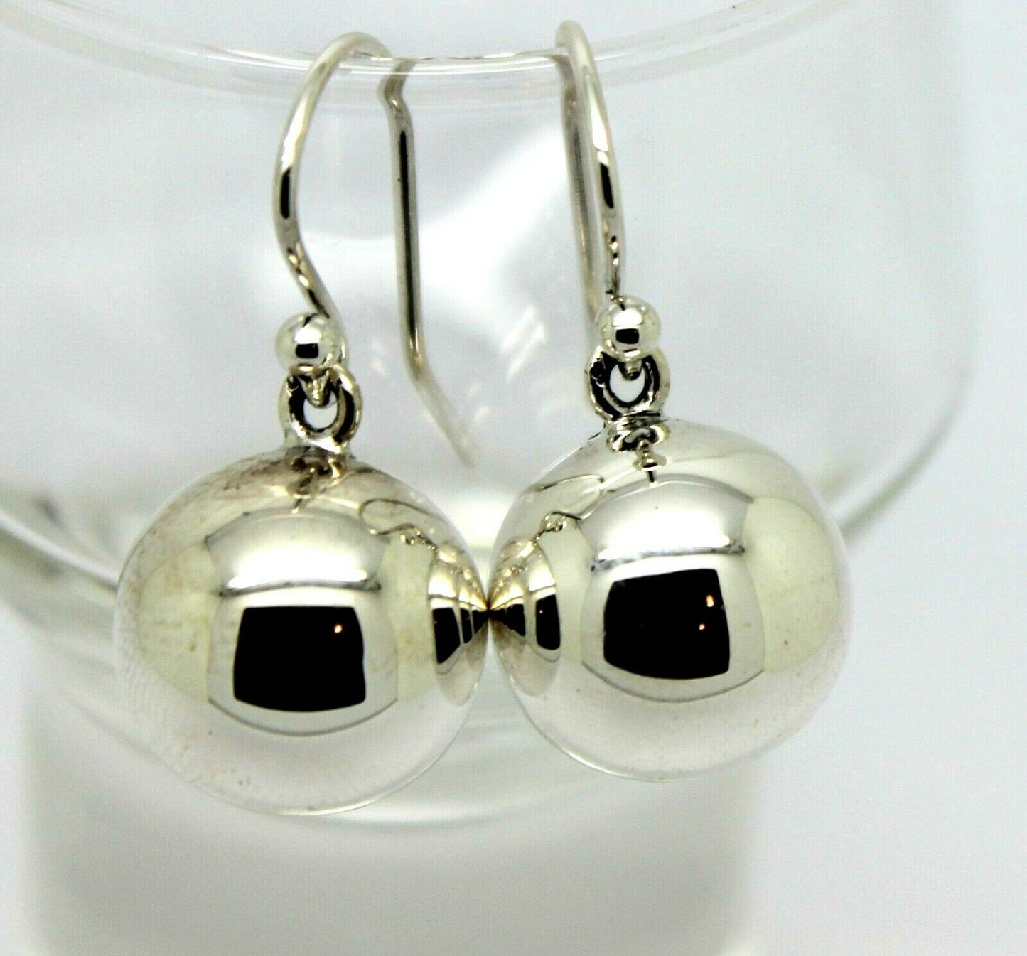 Genuine Large Sterling Silver 925 14mm Ball Drop Earrings