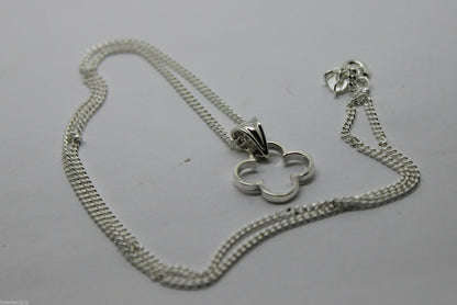 Genuine Sterling Silver 925,  Four Leaf Clover Pendant & Sterling Silver Chain