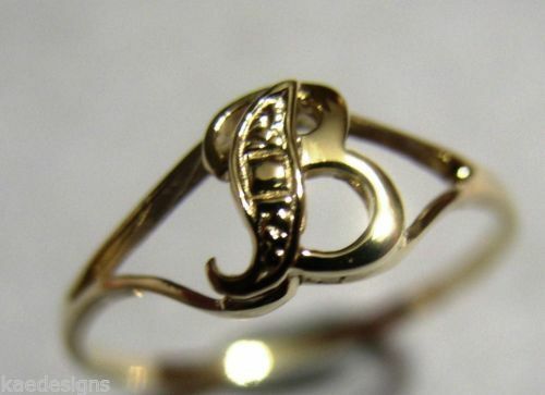 Genuine 9ct Yellow, Rose or White Gold Initial Ring B