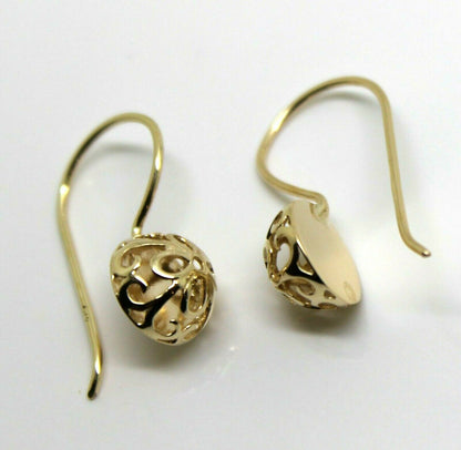 Kaedesigns New 9ct Yellow, Rose or White Gold 10mm Half Ball Hook Filigree Earrings