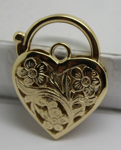 Genuine 9ct Yellow Gold or White Gold or Rose Gold Heavy Large Heart Locket Padlock