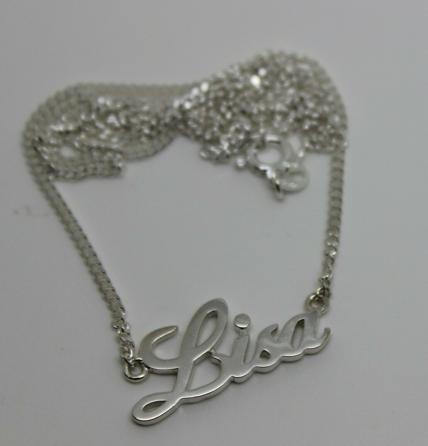 Genuine Sterling Silver 925 Curb Link Chain Lisa Name Plate