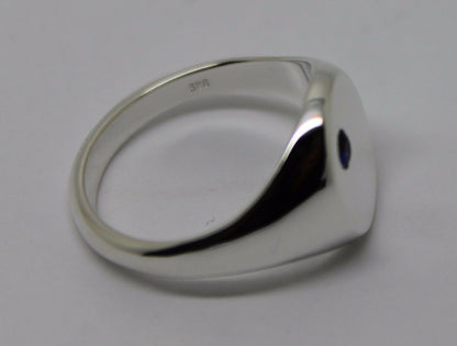 Sterling Silver Oval Blue Australian Sapphire Signet Ring, Choose your size M to U