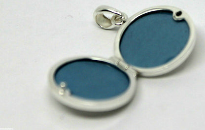 Genuine Sterling Silver Small Flat Round Plain Locket With 2 Photos