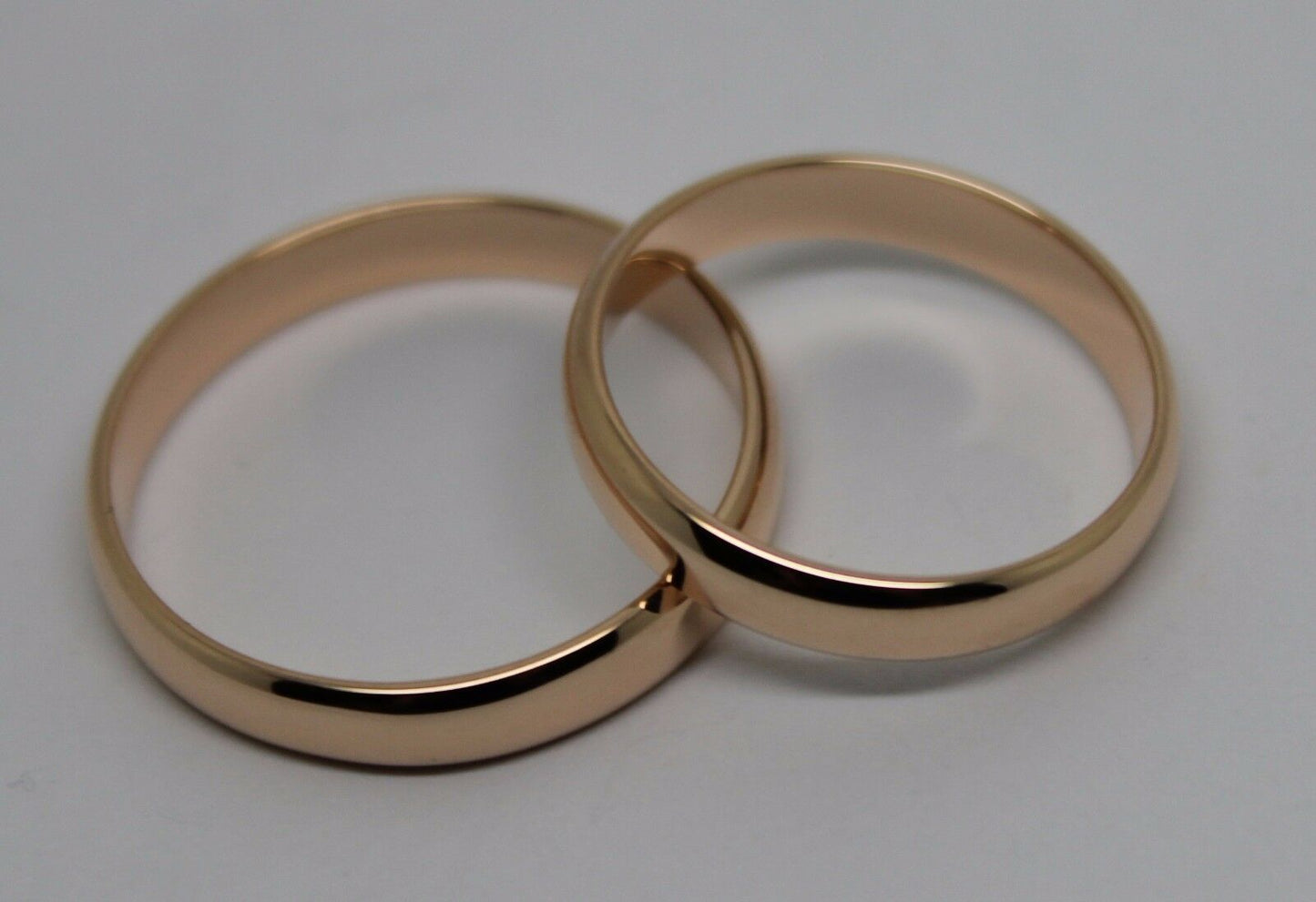 Genuine Custom Made His & Hers Solid 4mm 9ct 9K Rose Gold Wedding Bands Couple Rings