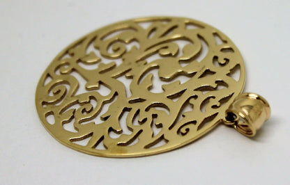 Kaedesigns New Genuine Heavy Solid 9ct 9kt Yellow, Rose or White Gold Round  Filigree Pendant