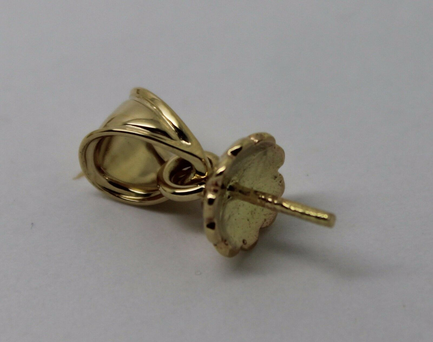 Genuine 18ct 18K Yellow, Rose or White Solid Gold Pearl enhancer cup pin bail 8-12 mm