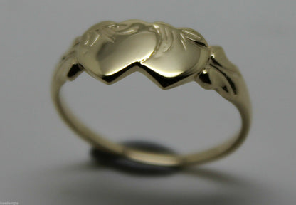 Size O Solid New 9ct 9Kt Yellow Gold Double Heart Signet Ring