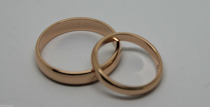 Kaedesigns, 2 Rings X Custom Made Solid 18ct 18kt Rose Gold Wedding Bands