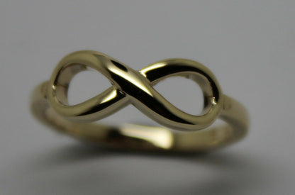 Genuine New 9ct Yellow, Rose or White Gold Solid Infinity Ring Size J