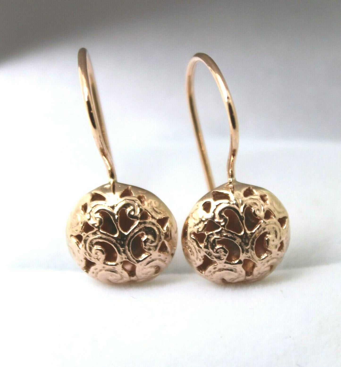 Kaedesigns New 9ct Yellow, Rose & White Gold 14mm Half Ball Filigree Earrings