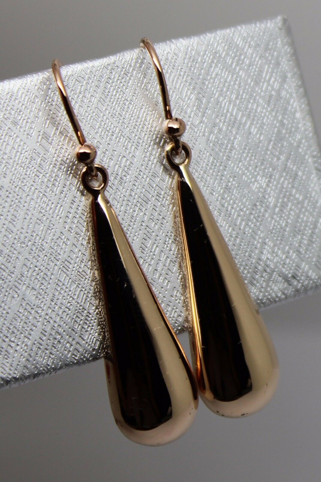 Kaedesigns Genuine 9ct 9kt Solid Yellow, Rose or White Gold Half Teardrop Hook Earrings