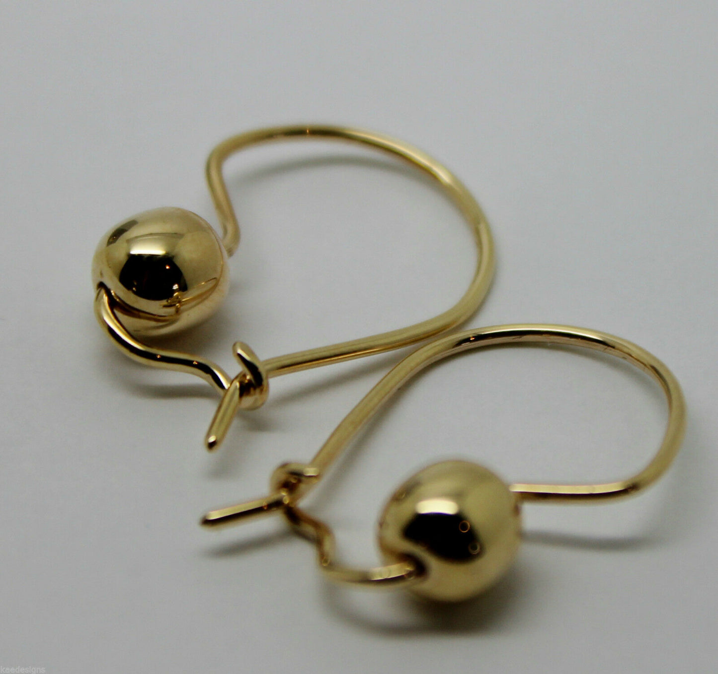 Genuine New 9ct 9kt Yellow, Rose or White Gold 6mm Euro Plain Ball Drop Earrings