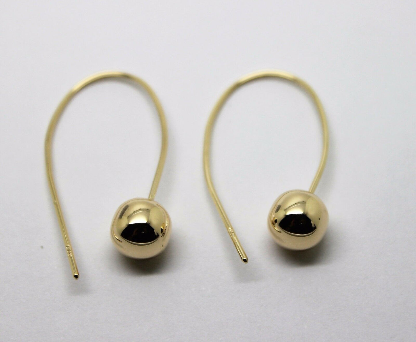 Genuine Large Hooks 9ct Yellow, Rose or White Gold 8mm Euro Ball Drop Earrings