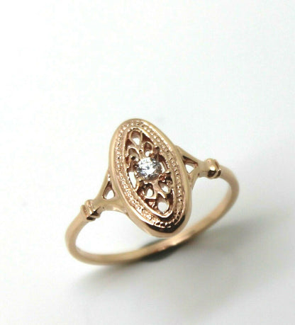 Kaedesigns New Genuine 9ct 9k Yellow, Rose or White Gold Delicate White Sapphire Filigree Ring