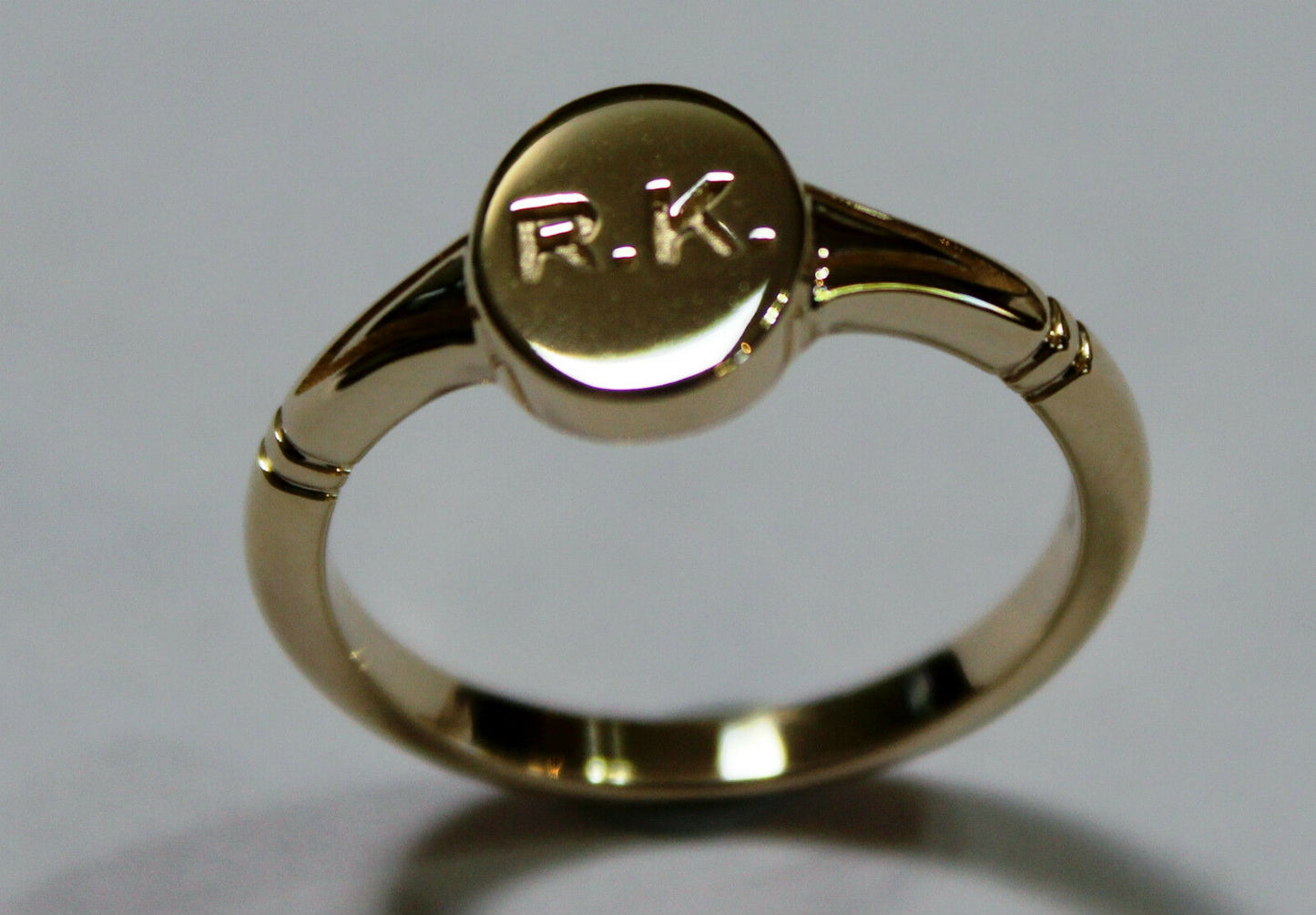 Size P Genuine Full Solid 9ct Yellow, Rose or White Gold Oval Signet Ring Engraved With Two Initials