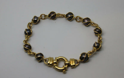 New Genuine 9kt 9ct Yellow, Rose or White Gold Bolt Ring Freshwater Black Pearl Bracelet