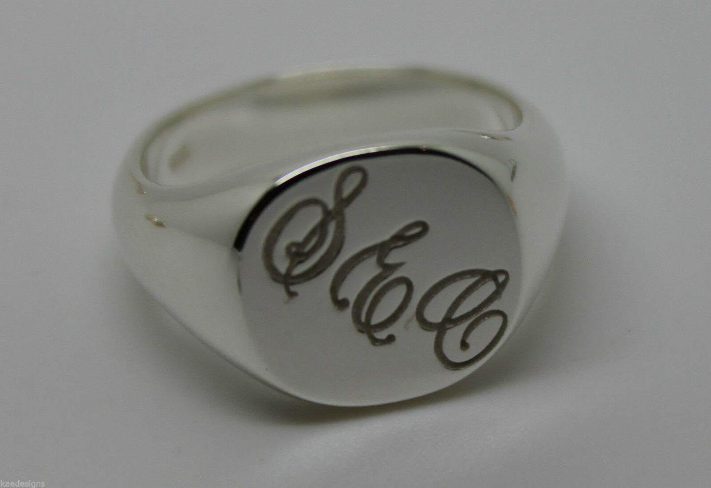 Genuine Solid New Sterling Silver Oval Signet Ring Engraved With Your Initials.