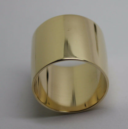 Size M / 6  Huge Genuine 9K 9ct Yellow, Rose or White Gold Full Solid 16mm Extra Wide Band Ring