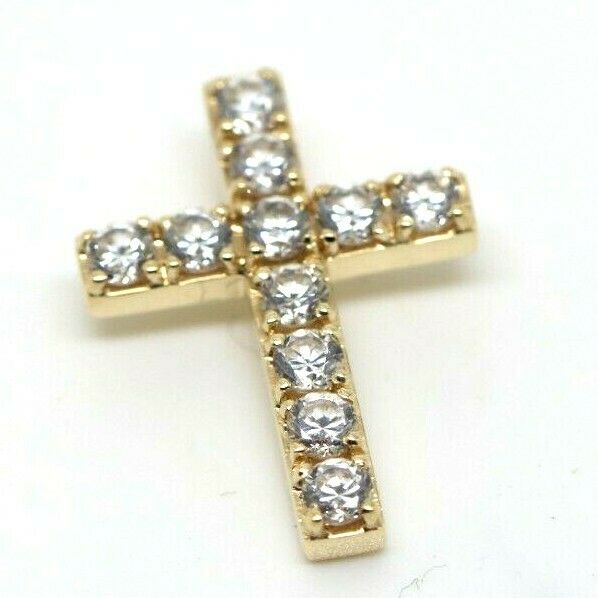 Genuine 9ct 9k Hallmarked 375 Yellow Gold Cubic Cross Pendant