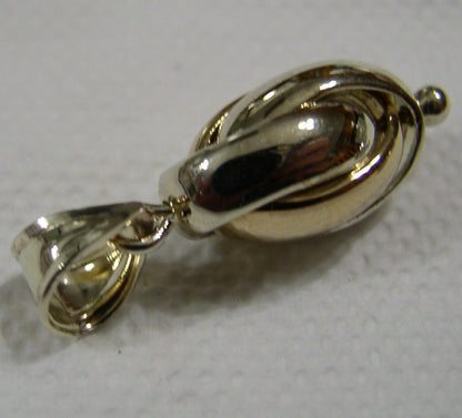 Genuine 9ct Yellow & White Gold Oval Triple Belcher Ball Pendant