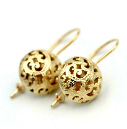 Kaedesigns New 9ct Yellow, Rose & White Gold 14mm Half Ball Filigree Earrings