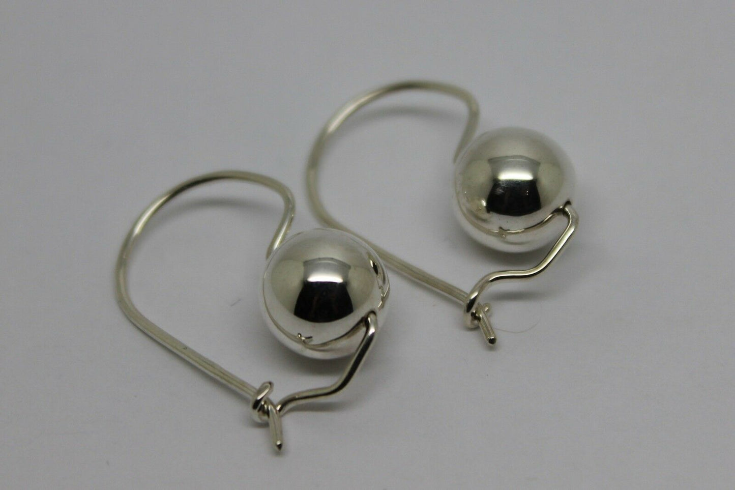 Genuine Sterling Silver 10mm Wide Ball Hook Earrings