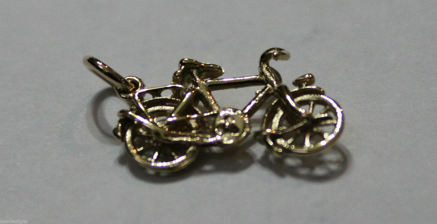 Genuine 9ct Yellow or Rose or White Gold or Sterling Silver Push Bike Pendant