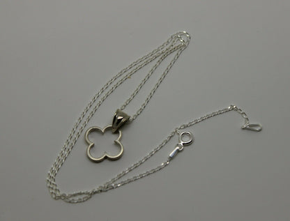 Sterling Silver 925 40cm Necklace & Small Four Leaf Clover Pendant + Chain