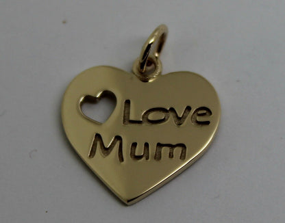 Kaedesigns, Genuine 9K 9ct Yellow, Rose or White Gold I Love Mum Shield Pendant