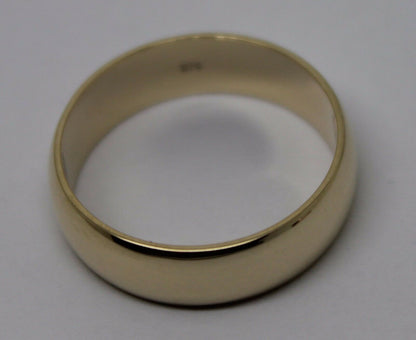 Genuine New Solid 9ct Yellow, Rose or White Gold 6mm Wedding Band Ring Size R