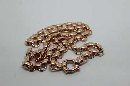 Genuine 9ct Rose Gold 375,Solid Heavy Oval Belcher Necklace Chain 60grams 60cm