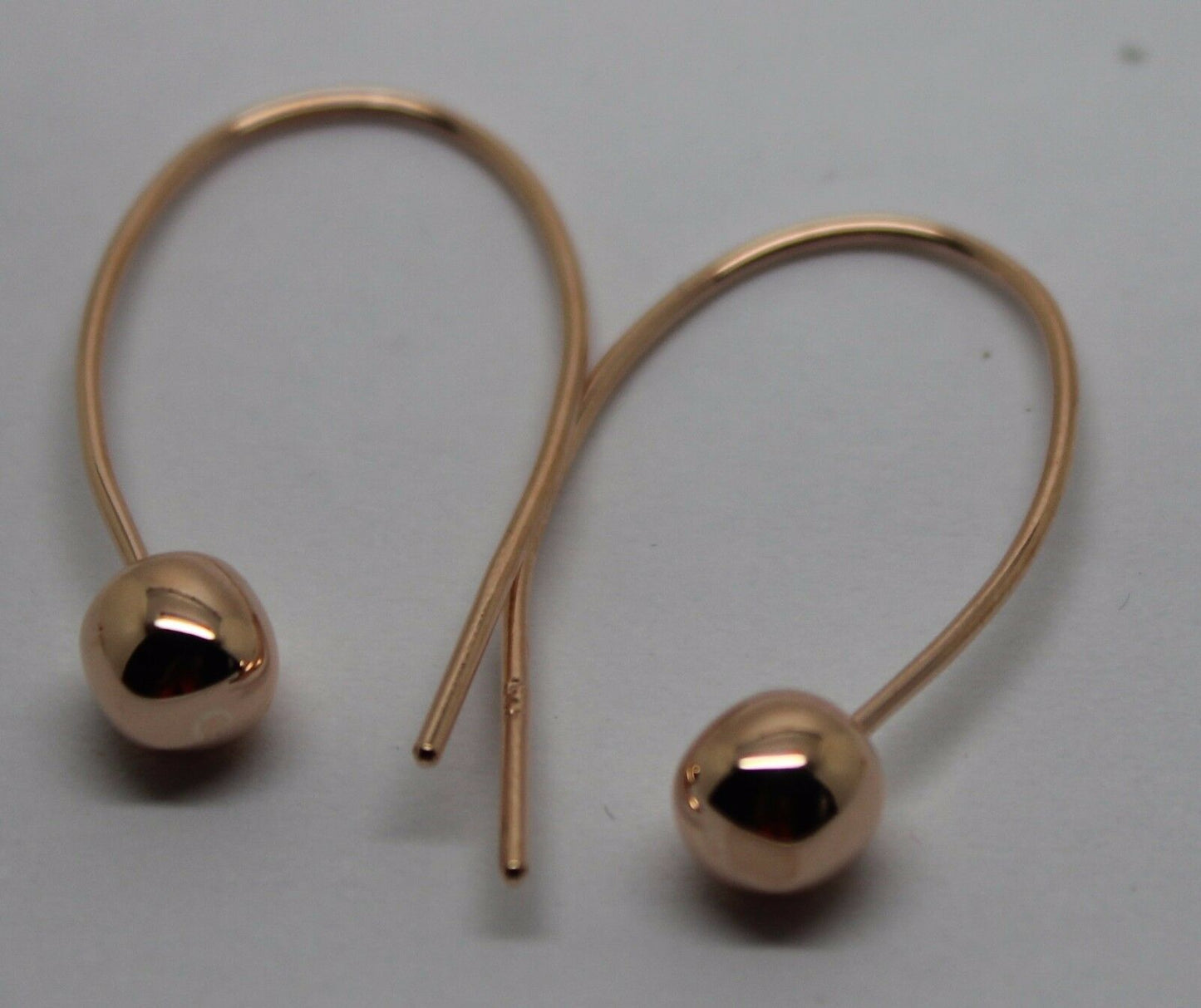 Genuine New Large Hooks 9ct Yellow, Rose or White Gold 6mm Euro Ball Drop Earrings